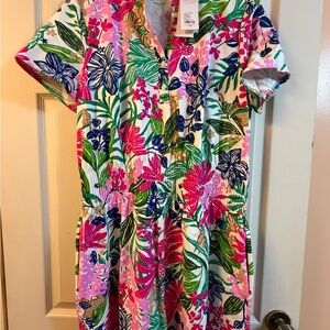 Lilly Pulitzer Luxletic Floral Dress in Pink and Green
